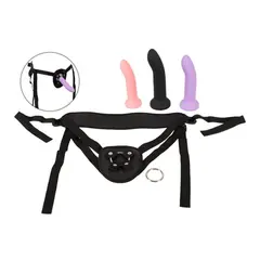 Дамски пенис колан с три дилда