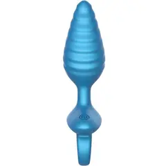 Вибриращ анален разширител Playhouse, Ribbed с дистанционно – Син