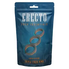Троен пенис ринг за пенис и тестиси, Erecto, Triple Cock Ring, 2,6 – 3,1 см