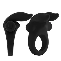 Пенис ринг зайче, с вибрация, черен