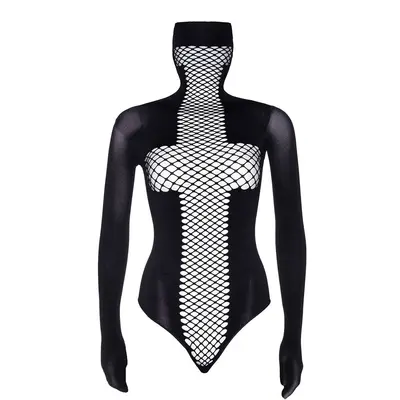 Боди с висока яка-маска