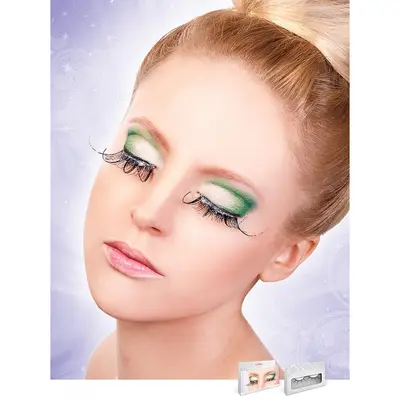 Черни,извити мигли със сребрист брокат