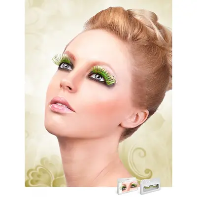 Светлозелени мигли със златисто ламе