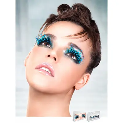 Мигли от черни пера на сини точки