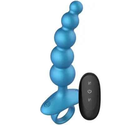 Вибрираща анална броеница Playhouse, 5 Balls с дистанционно – Синя