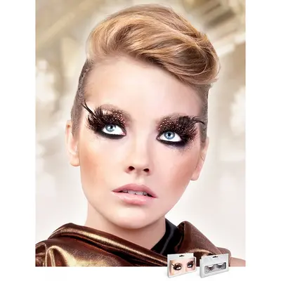 Мигли от кафяви пера на бели точки