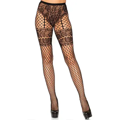 Чорапогащник от мрежа и френска дантела