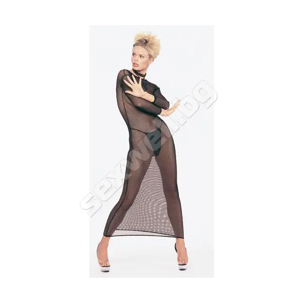 Дълга мрежеста рокля с дълги ръкави