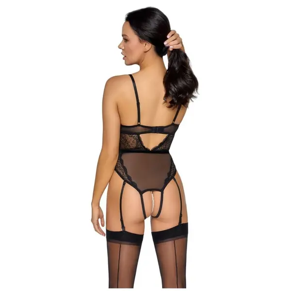 Разкриващо боди с перли и дантела