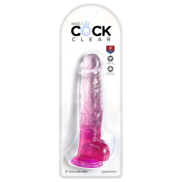 Дилдо с тестиси King Cock Clear 20 см