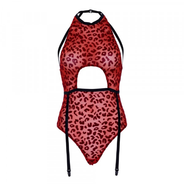 Прозрачно боди с жартиери и гол гръб