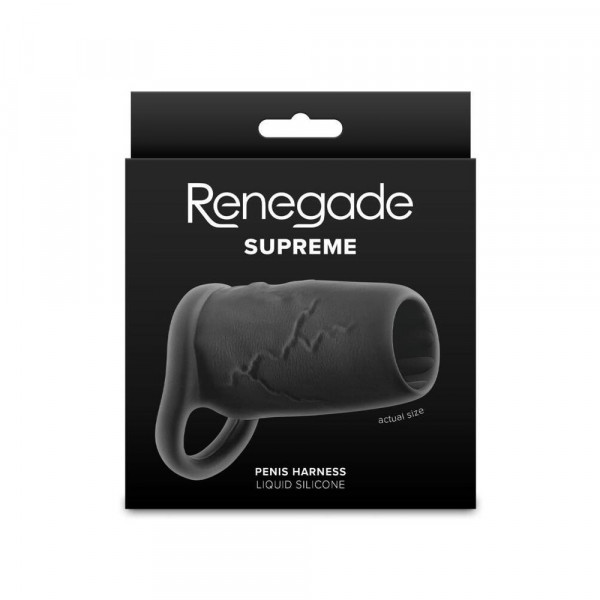 Силиконов пенис маншон с примка за тестисите, NS Novelties, Renegade Supreme Black