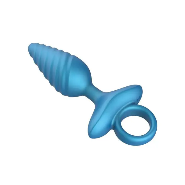 Вибриращ анален разширител Playhouse, Ribbed с дистанционно – Син