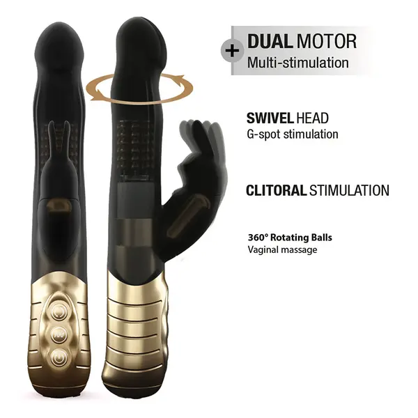 Вибратор с клитор-стимулатор Baby Rabbit black and Gold 2.0