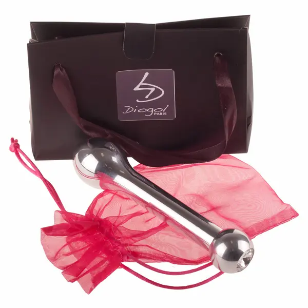 Вибратор Goccia Silver с кристал, метал